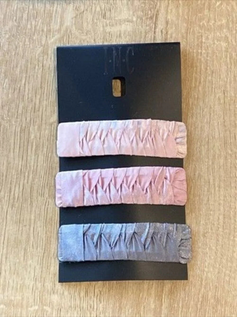 Inc Barrettes 3 Pieces Pink Grey Braided 3”